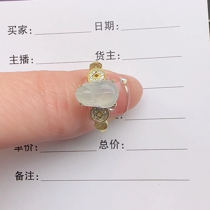 翡翠戒指银S925镶嵌缅甸a货翡翠戒指s925银镶