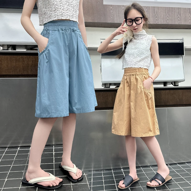 女童裙裤2025新款夏装网红洋气外穿阔腿裤宽松五分裤夏季韩版裤子