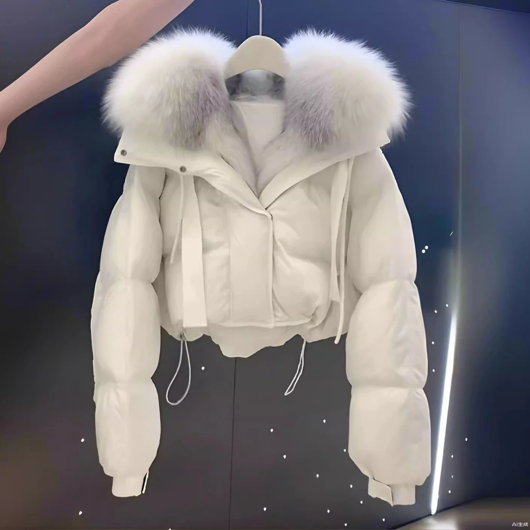 高级感大毛领工装派克棉衣棉服冬季新款连帽气质显瘦短款保暖外套