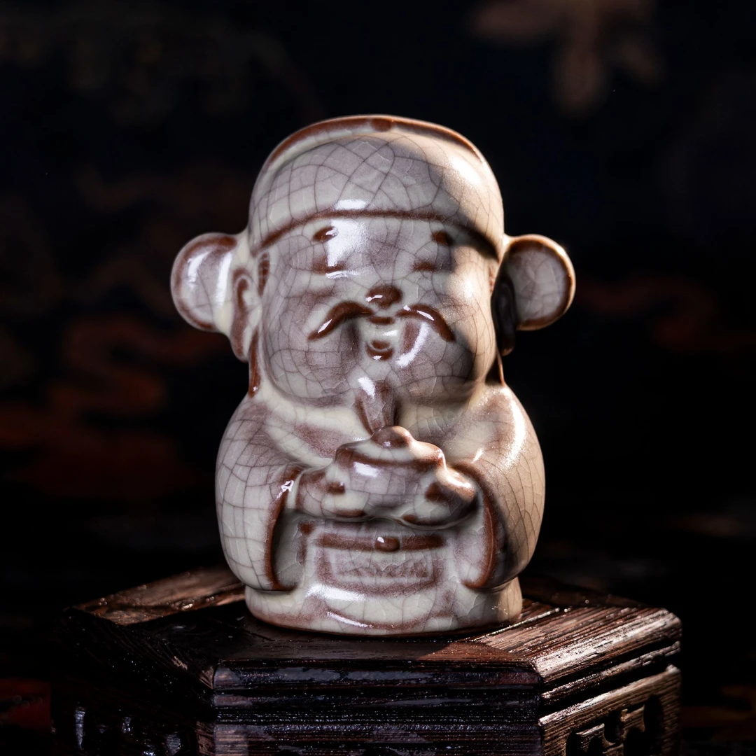 【西泠上新】传世哥窑财神爷茶宠摆件HX0094