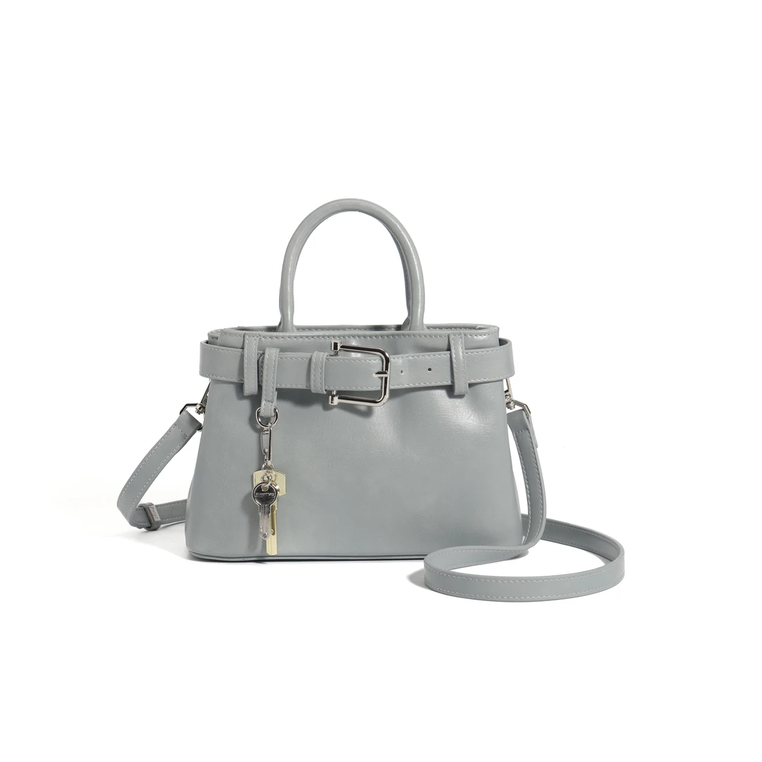 【高端定制】时尚新款休闲简约百搭通勤植鞣手提斜挎包WH-8966兰