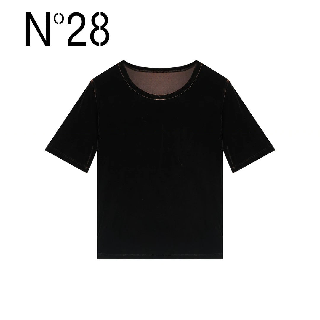 N°28【丝绒千金】丝绒T恤上衣冬季新款上衣女装半袖9A3KT025