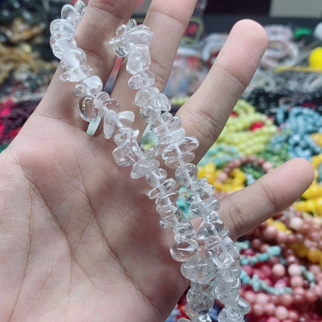 D***.未镶嵌玛瑙/玉髓珠宝半成品一条天然白水晶碎石A50