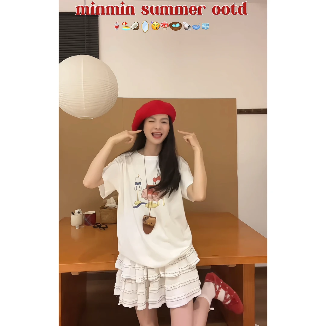 【kt缝纫日记】韩代ap*超级可爱！无感印花短袖上衣～