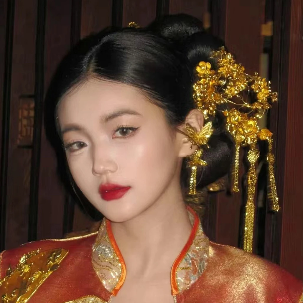 水舞H2302金色新娘头饰贵气新中式秀禾龙凤褂简约百搭婚礼发饰