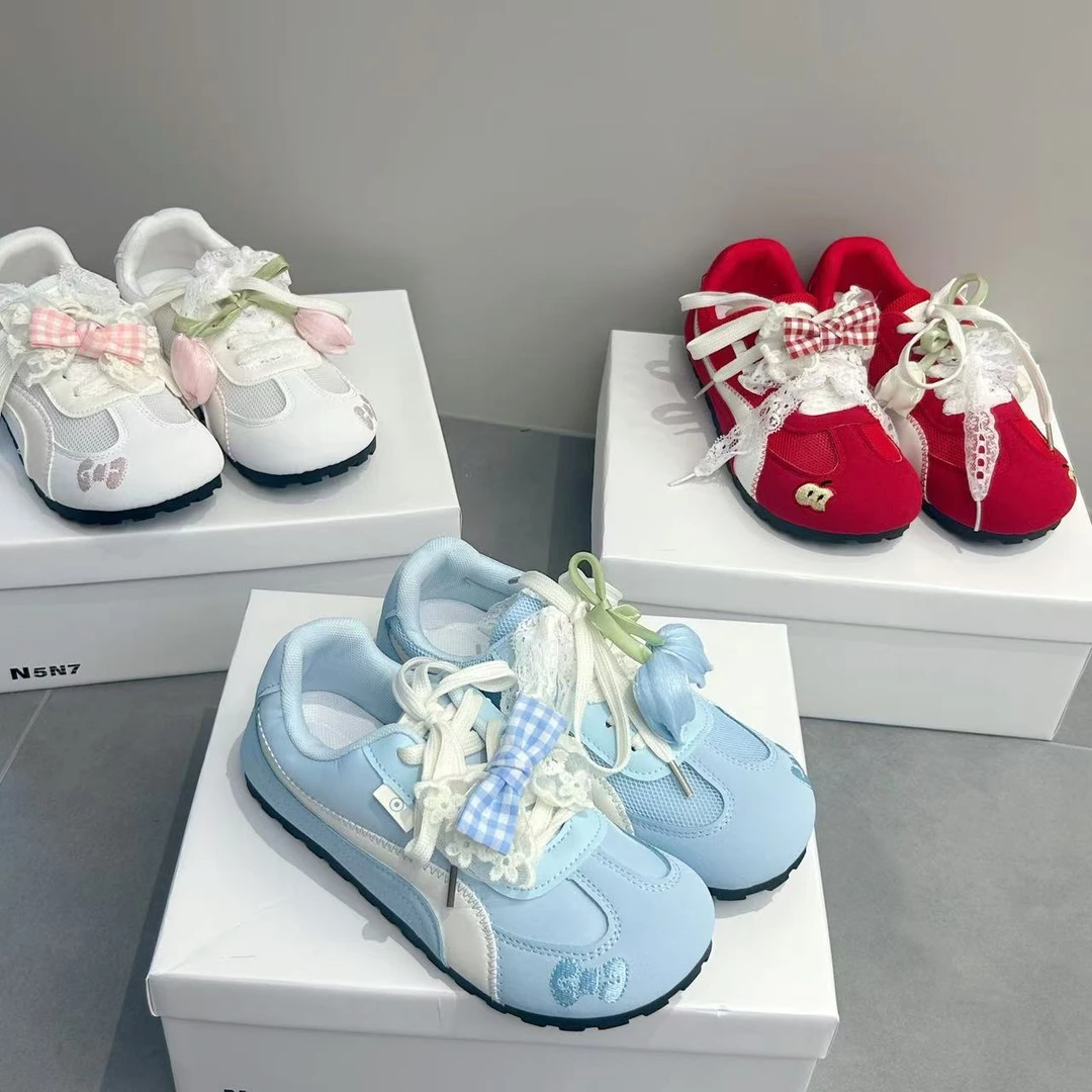 【送郁金香+蝴蝶结】网面芭蕾德训鞋女2025新款百搭平底休闲鞋