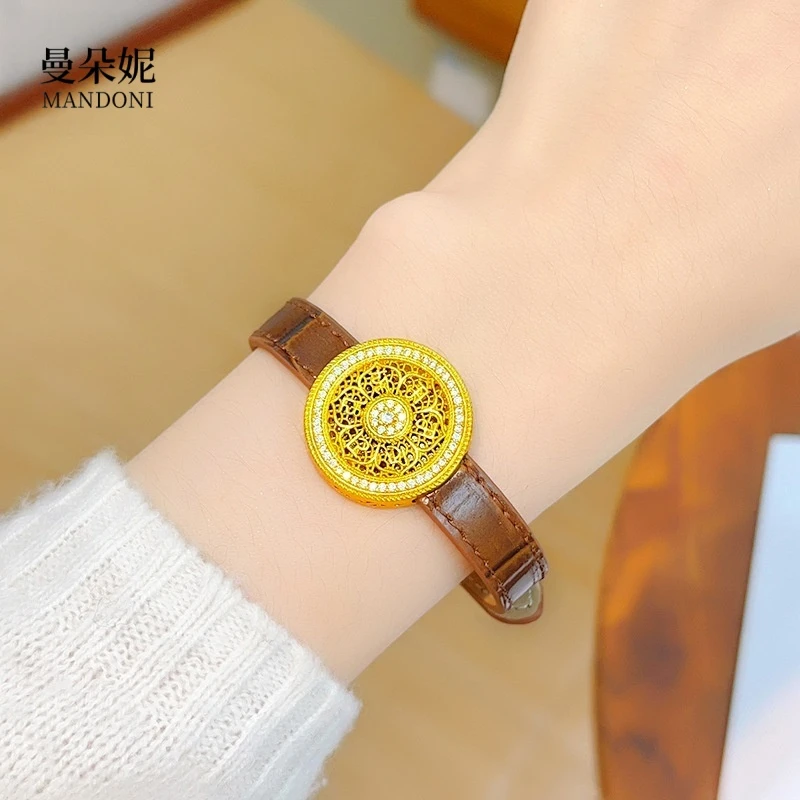 曼朵妮/MANDONI 镶钻六字箴言八宝罗盘表盘表带款手环手链