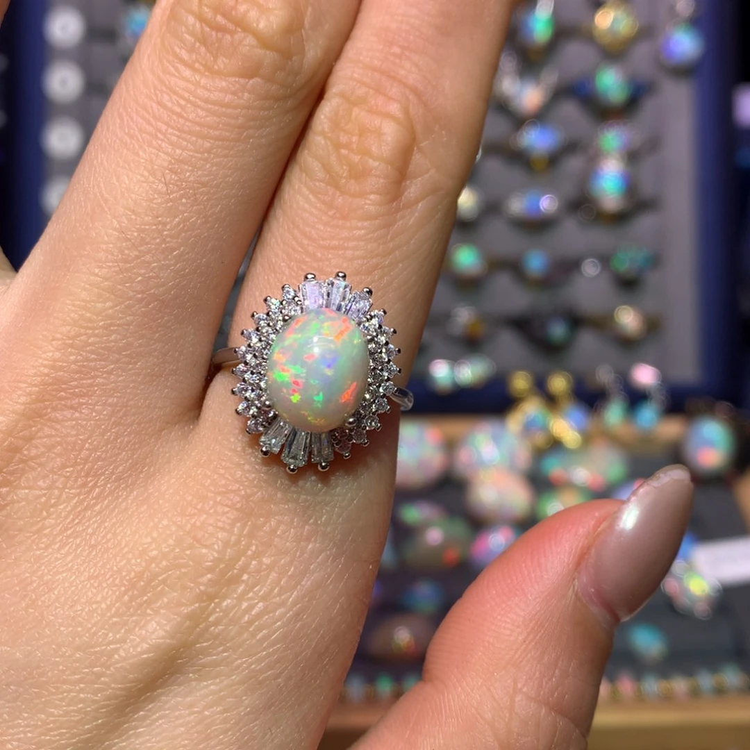 银S925镶嵌欧泊戒指款式