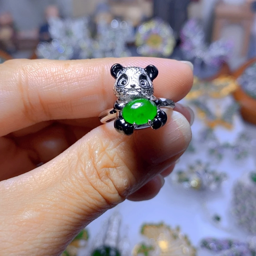 翡翠耳钉银S925镶嵌天然翡翠