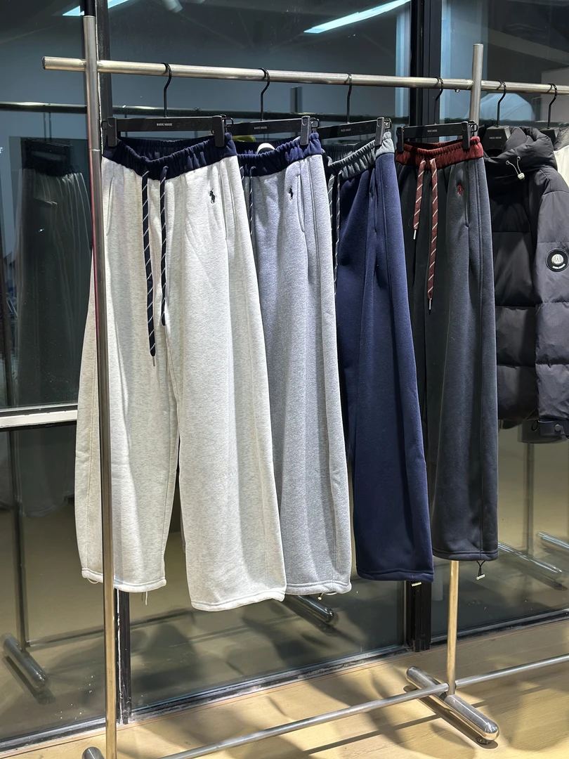 撞色腰头宽松卫裤10772