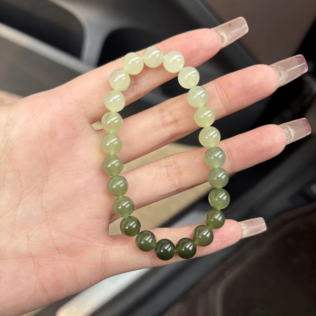 8mm高品质天然和田玉渐变手串百搭国风女士圆珠手链多样拍一发一