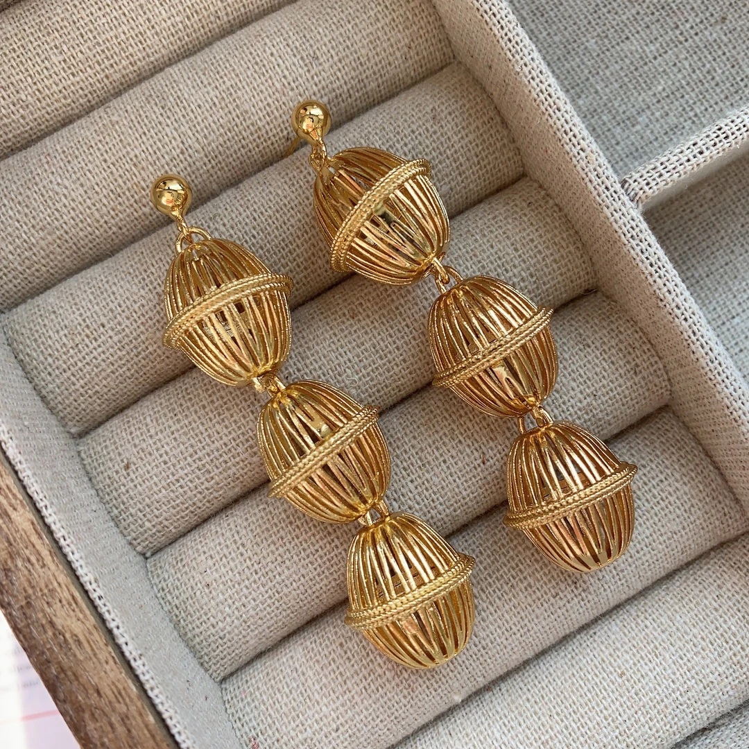 合金耳饰 民族风个性灯笼耳环