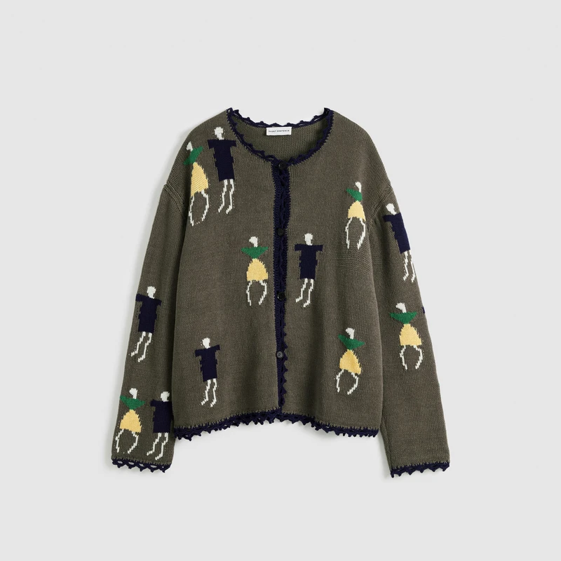 【茉舍】SHORT SENTENCE 装饰小人圆领印花开衫 25SSKW06-3800