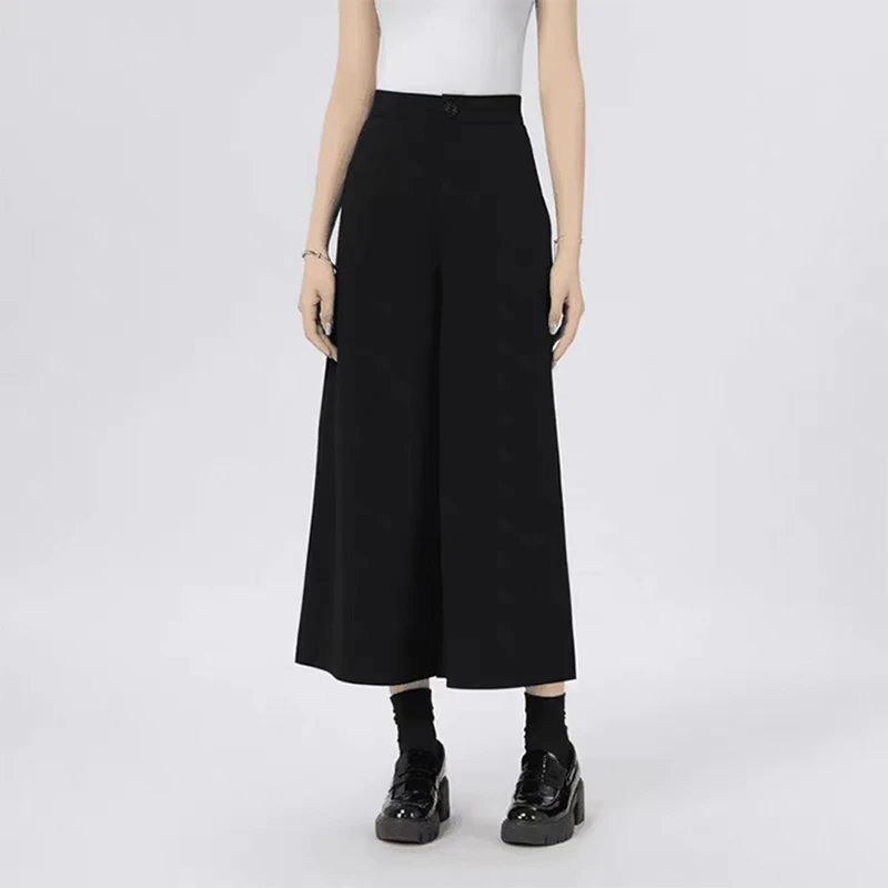 {专柜}商城2025年春夏新款百搭高腰八分裤四面弹阔腿裤110035