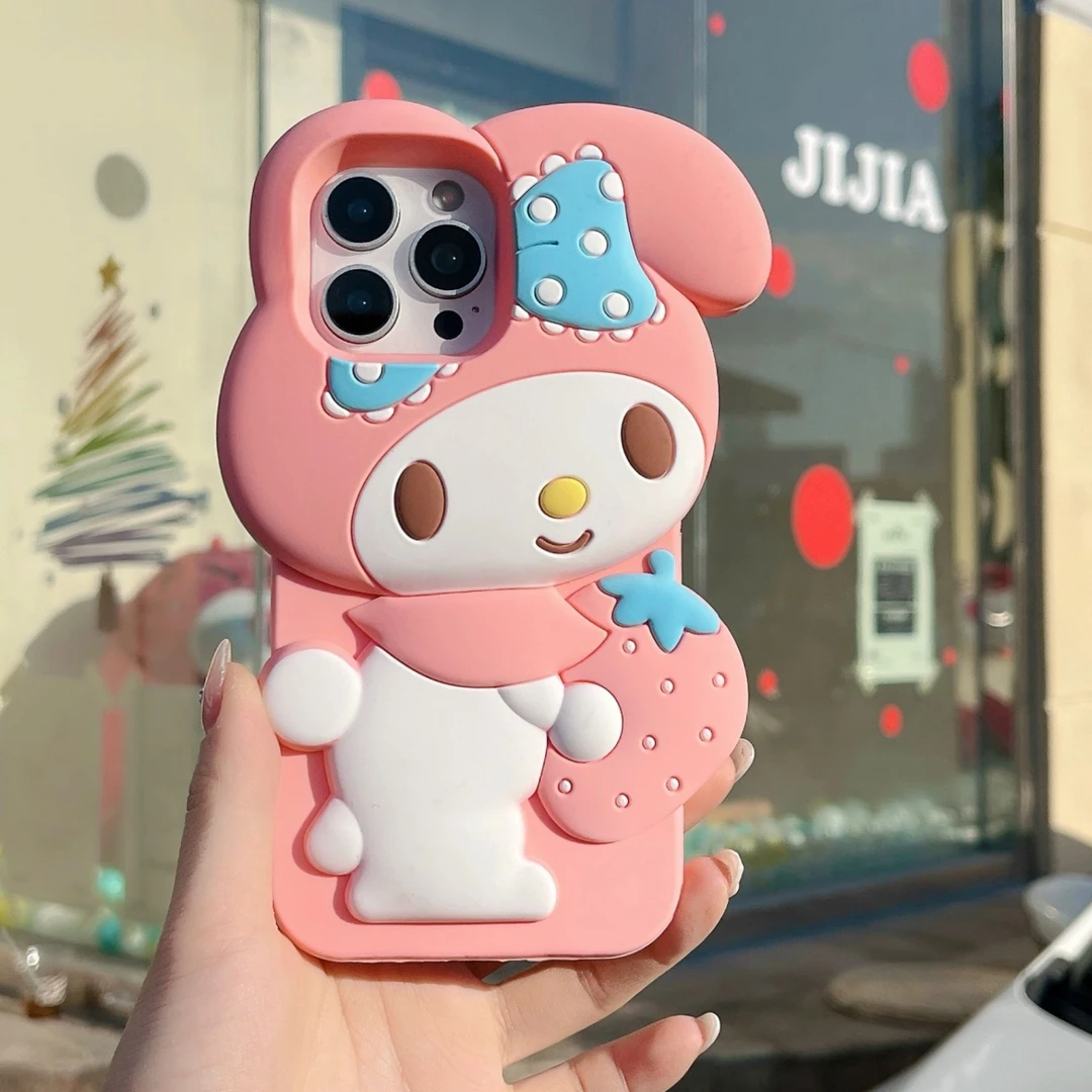 抱草莓美乐蒂可爱卡通立体粉色适用iphone16promax苹果15pro女款