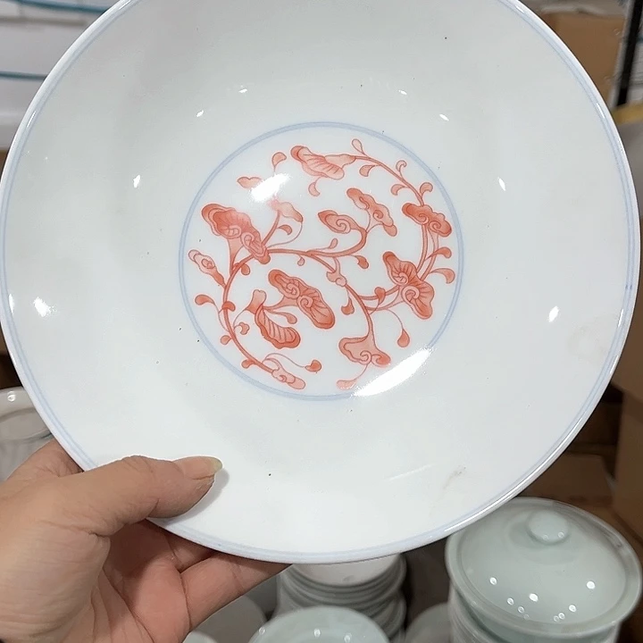 吴***敌瓷片高白泥荷叶深盘六个微瑕包邮