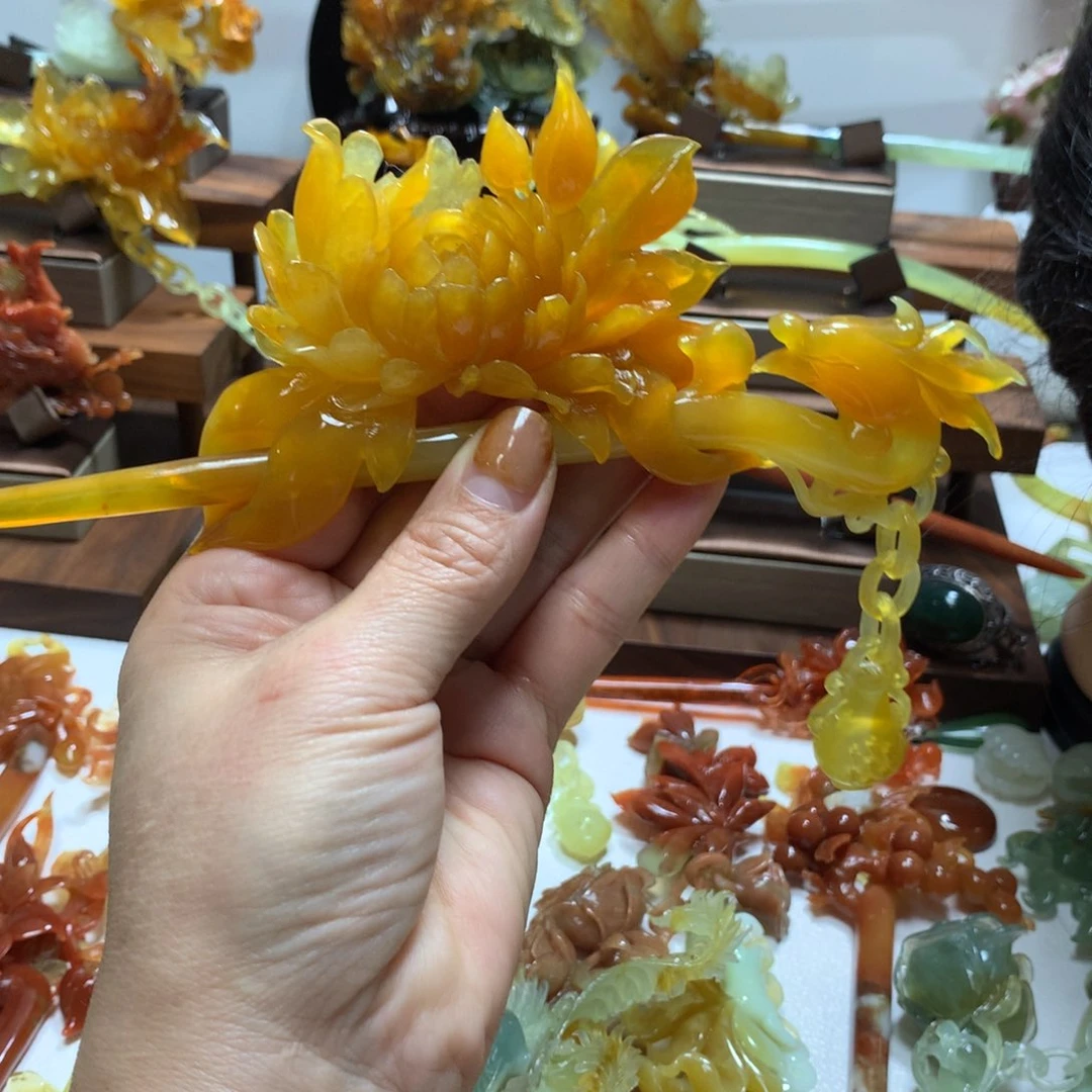 蛇纹石玉发饰未镶嵌S****u
