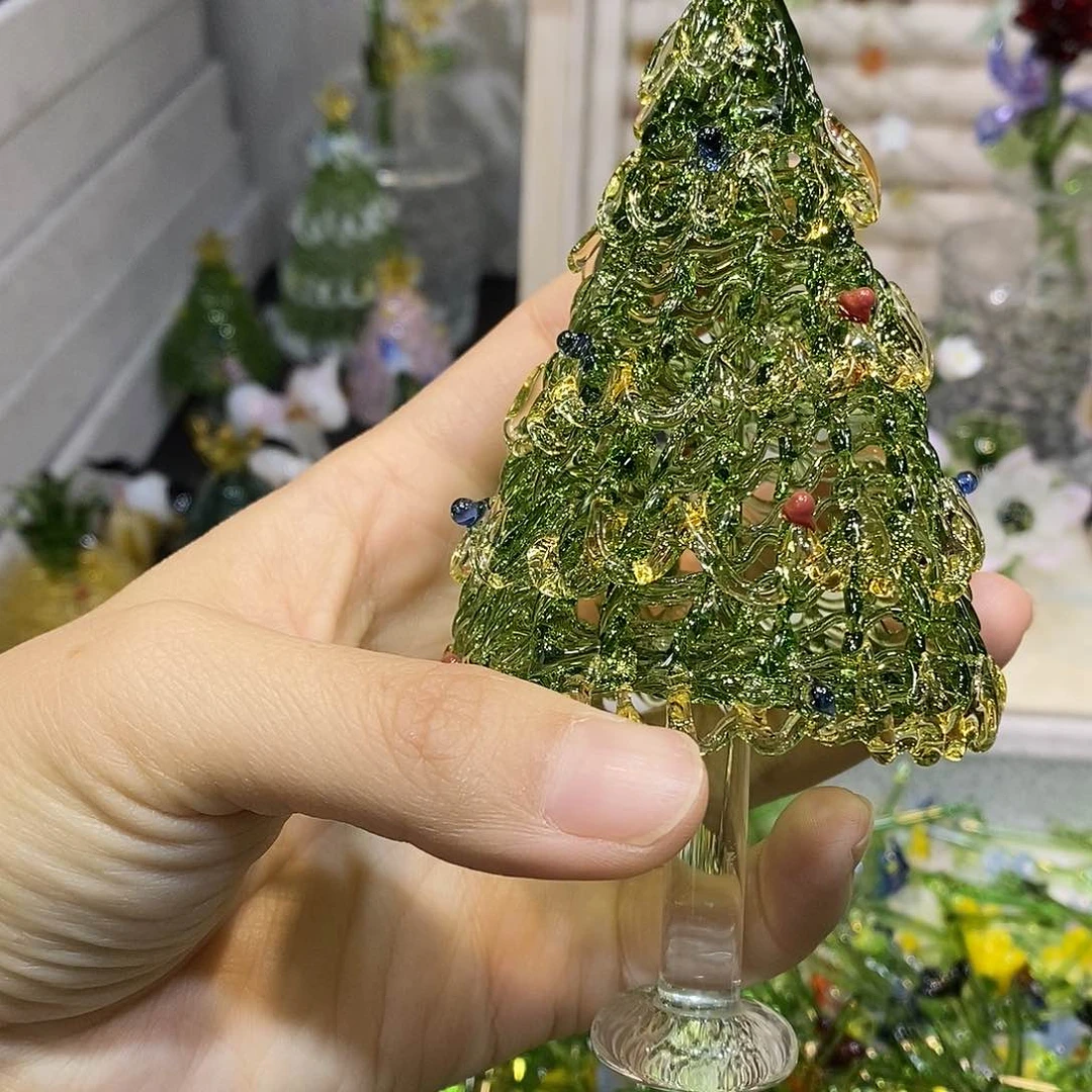 琉璃手工艺品圣诞树大绿金树