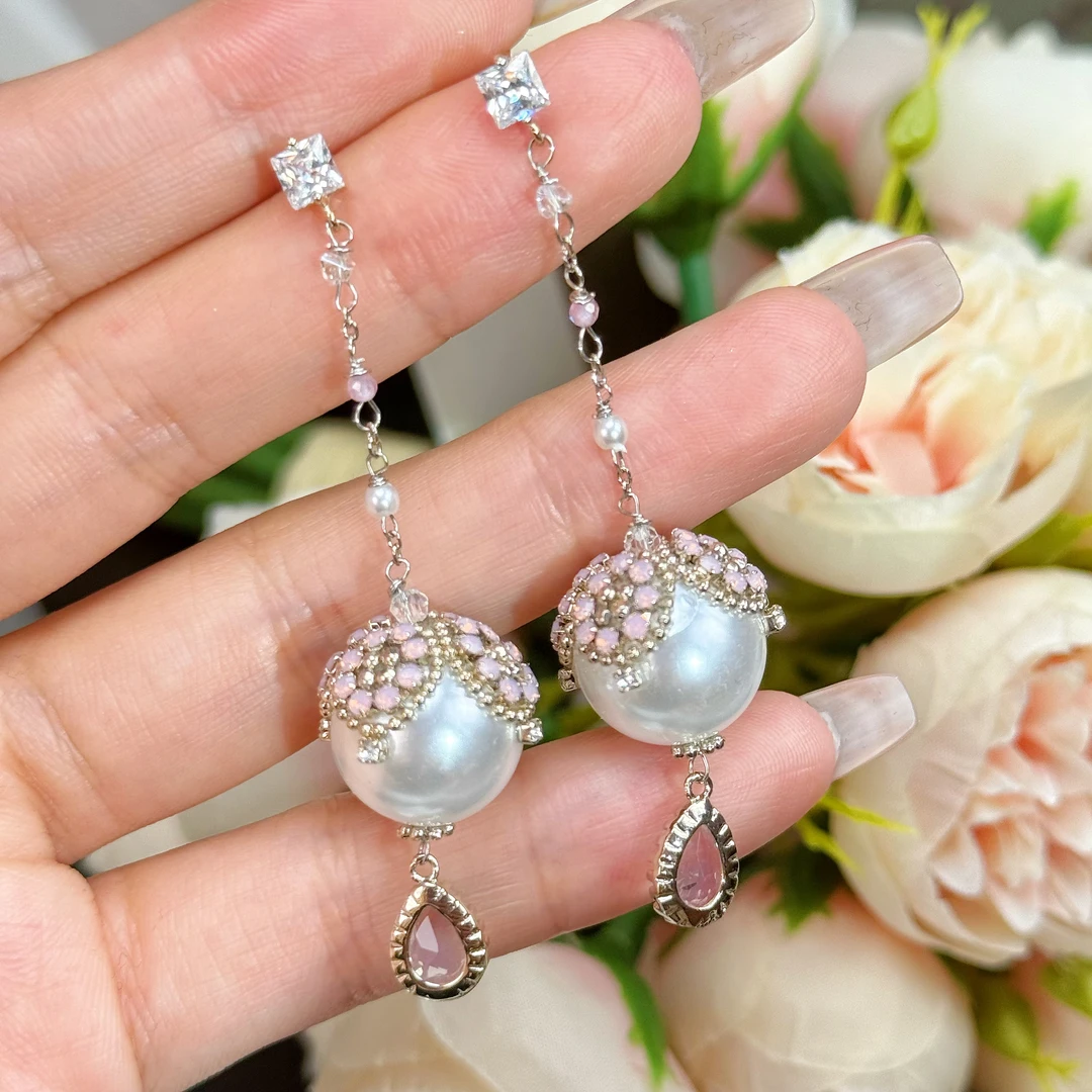 铜合金耳饰 A130法式精致手工清新甜美耳饰简约时尚轻奢温柔气质