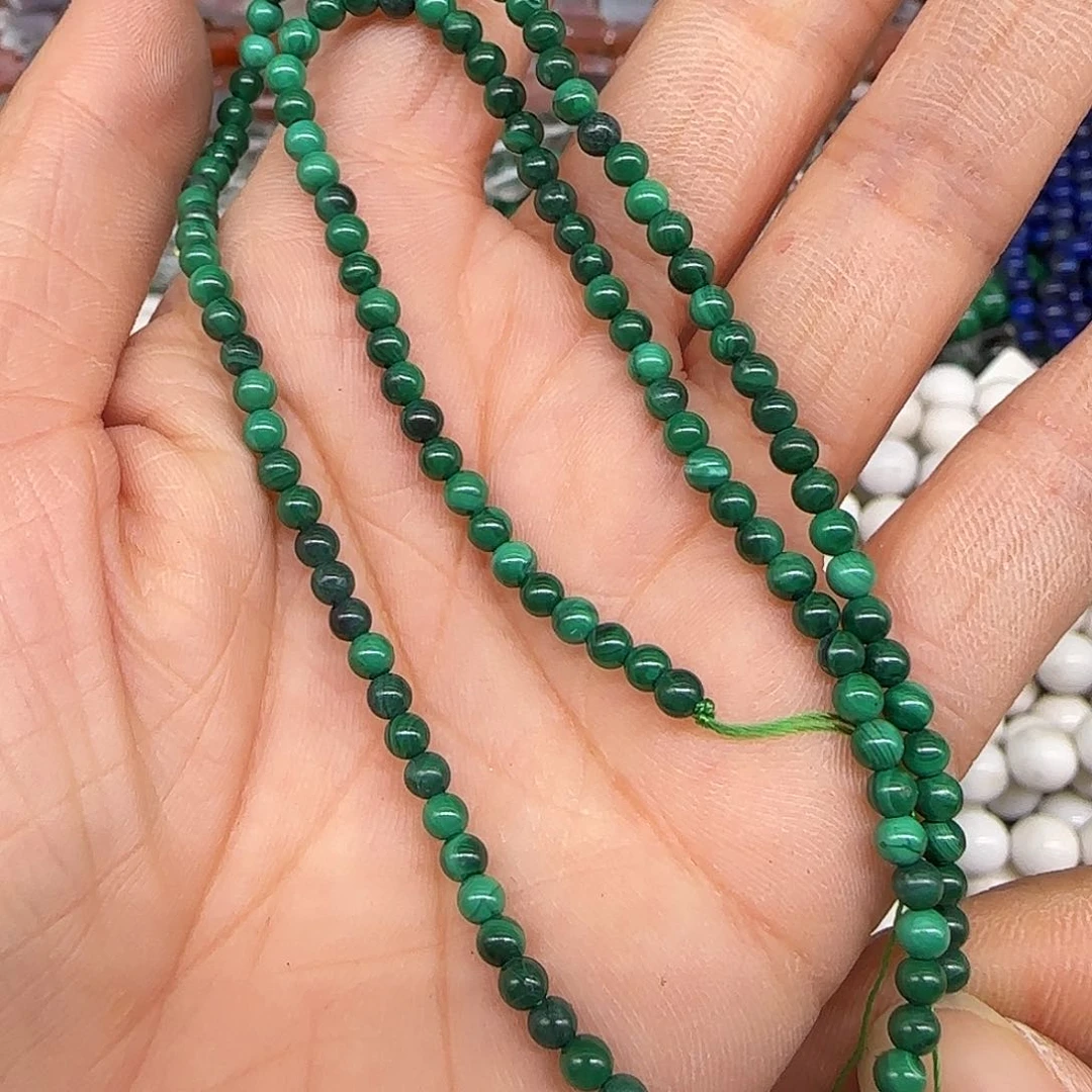 玛瑙/玉髓合金珠宝半成品孔雀石3mm一条