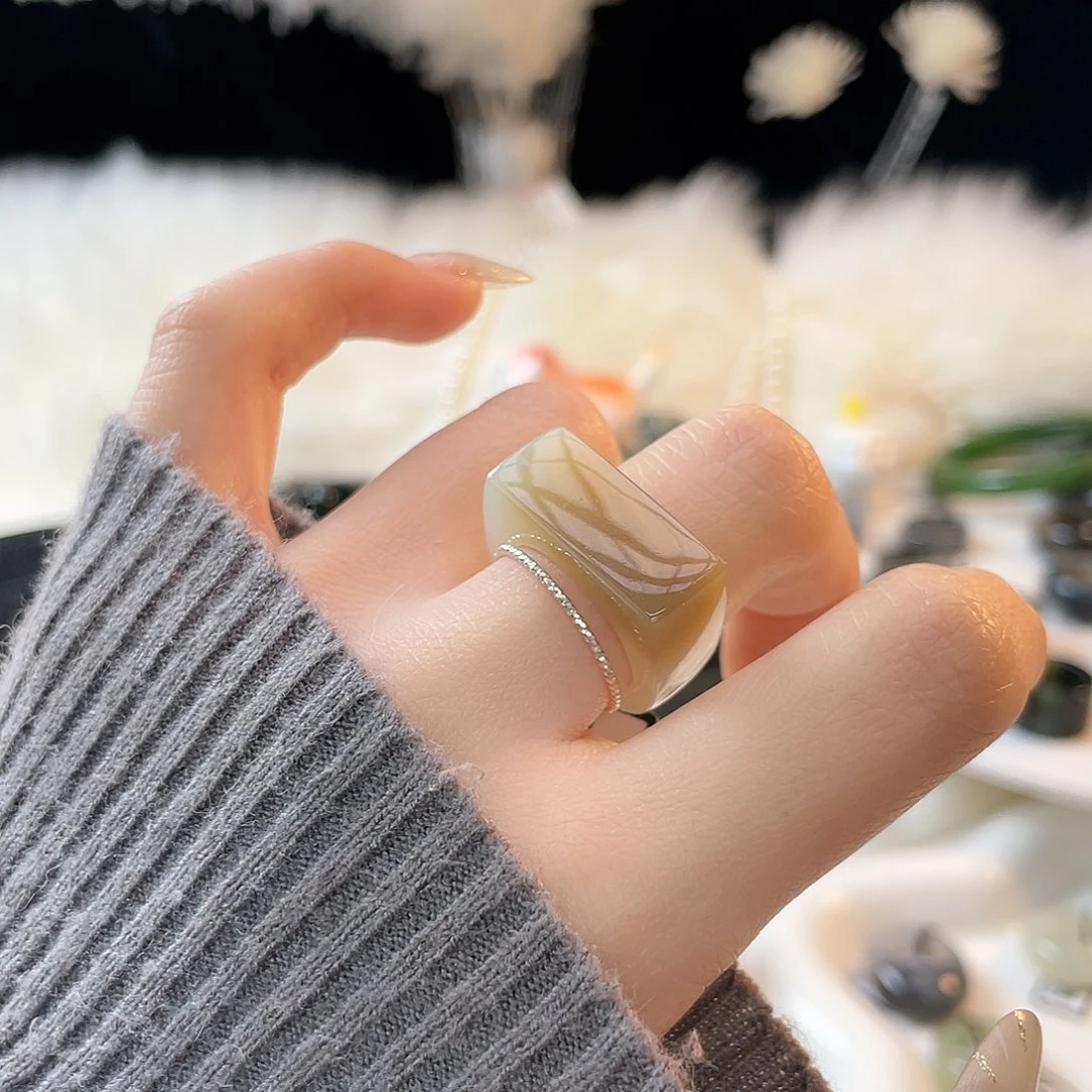 和田玉未镶嵌戒指k32一口糖马鞍16.9mm