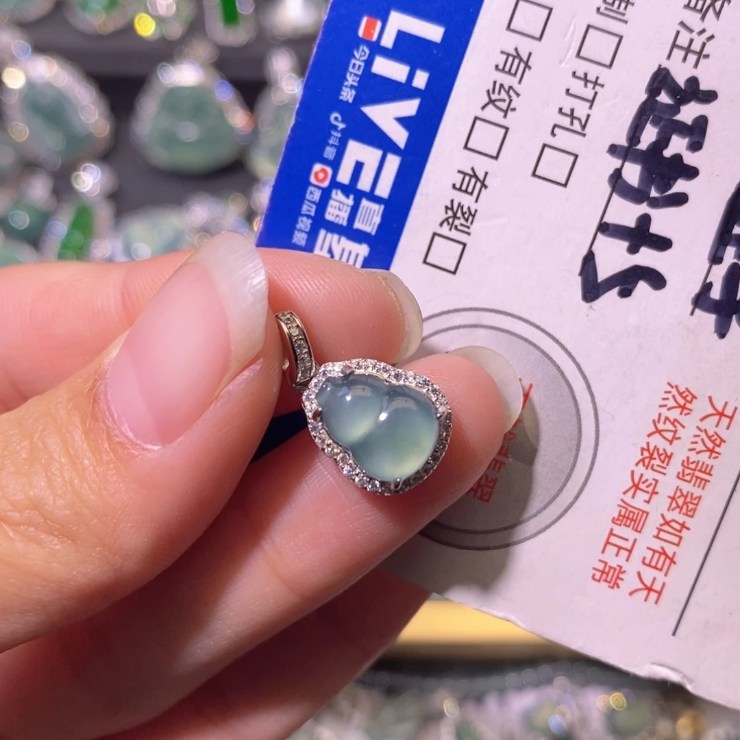 翡翠银S925镶嵌颈饰天然