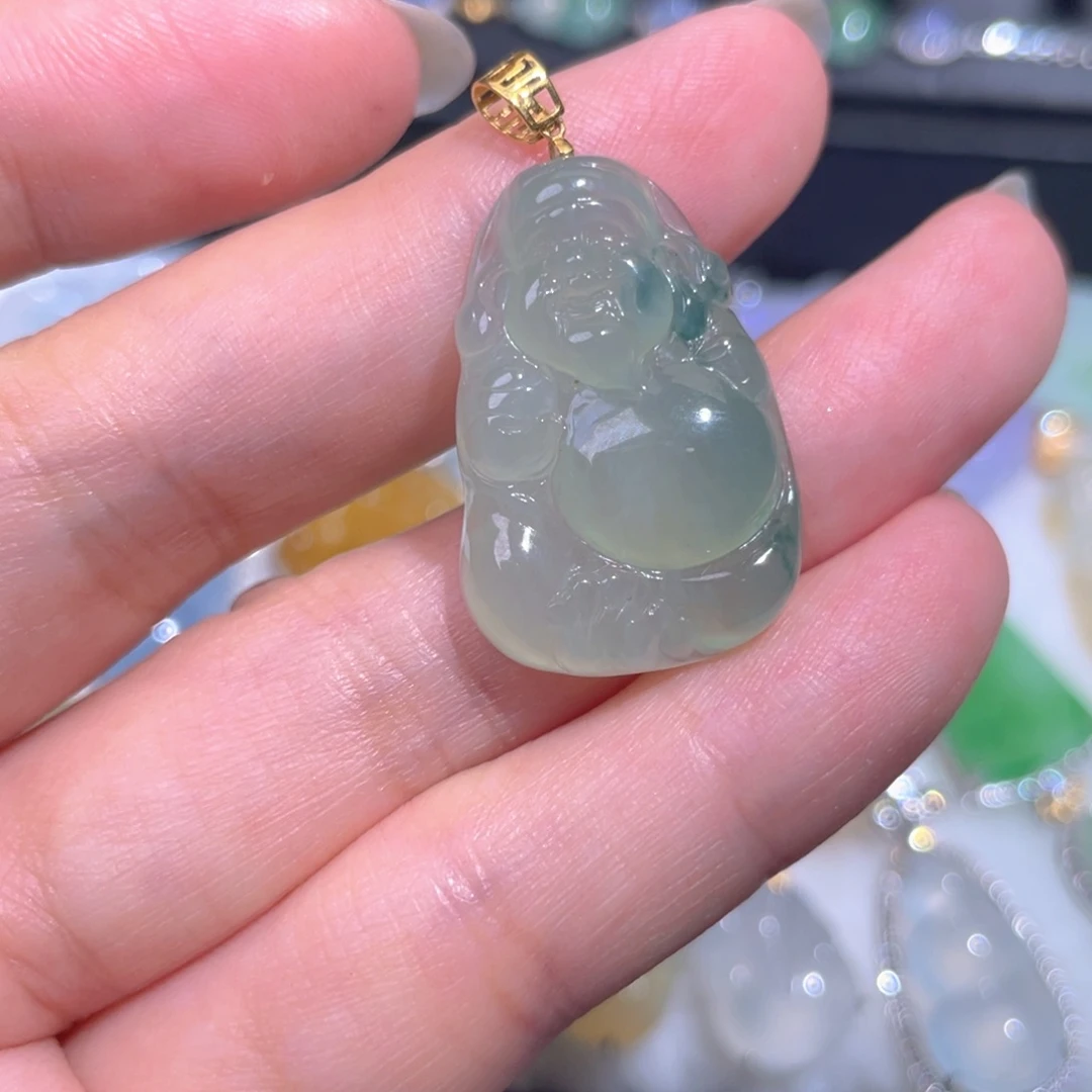 颈饰18K金镶嵌翡翠翡翠