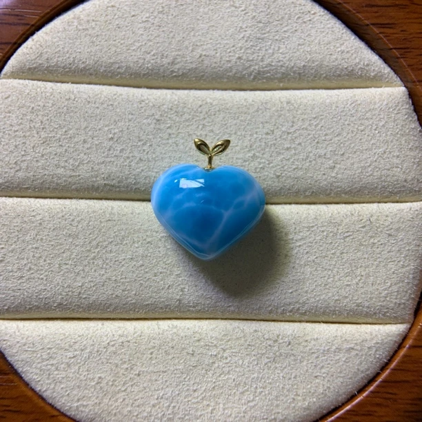 天然海纹石爱心吊坠18k金镶嵌时尚简约气质款女神节礼物款