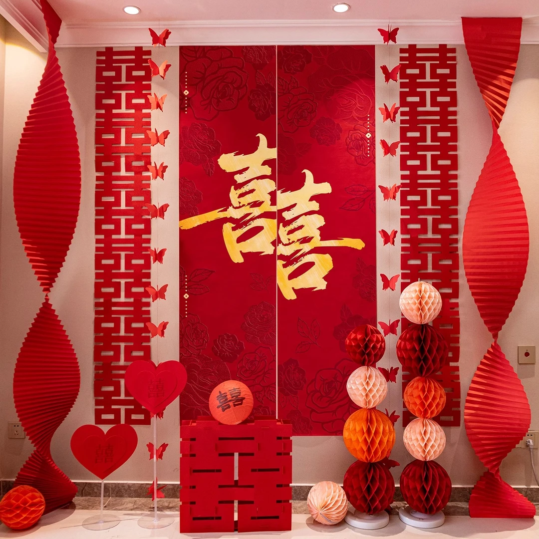 婚房布置结婚装饰套装婚礼拉花女方卧室男方客厅氛围婚庆用品大全