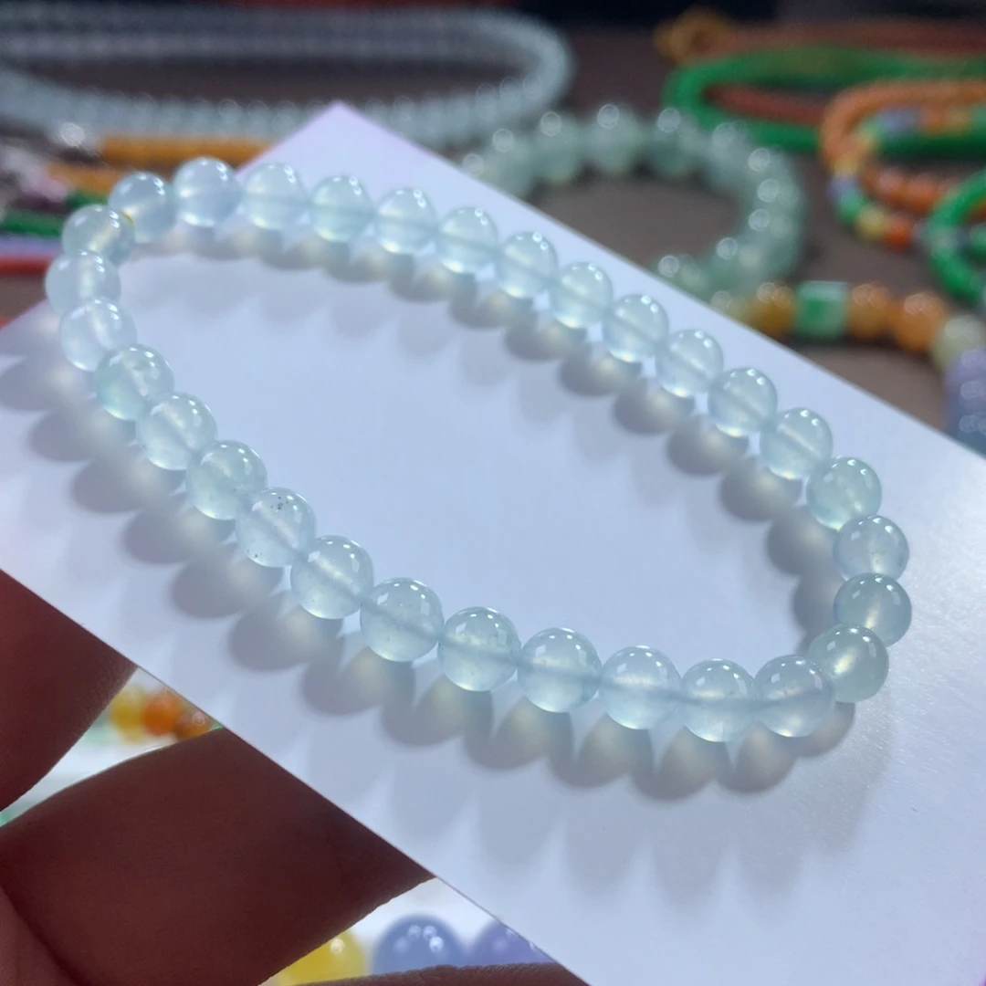 翡翠未镶嵌手链翡翠玻璃钢白月光卡6+