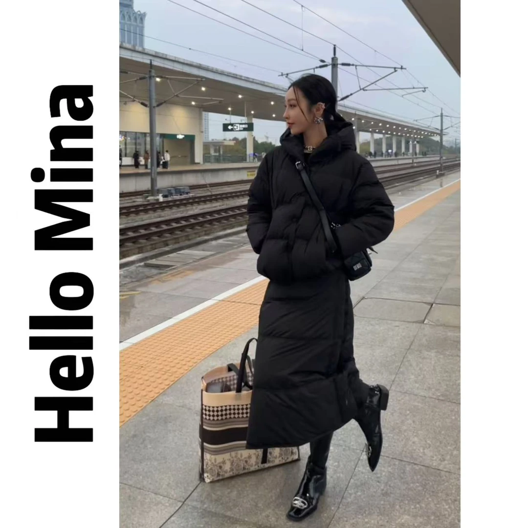 5730东大门高级感羽绒服外套+羽绒直筒半身裙套装