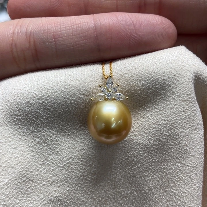 银S925镶嵌吊坠(不含链)海水珍珠又****12-13m