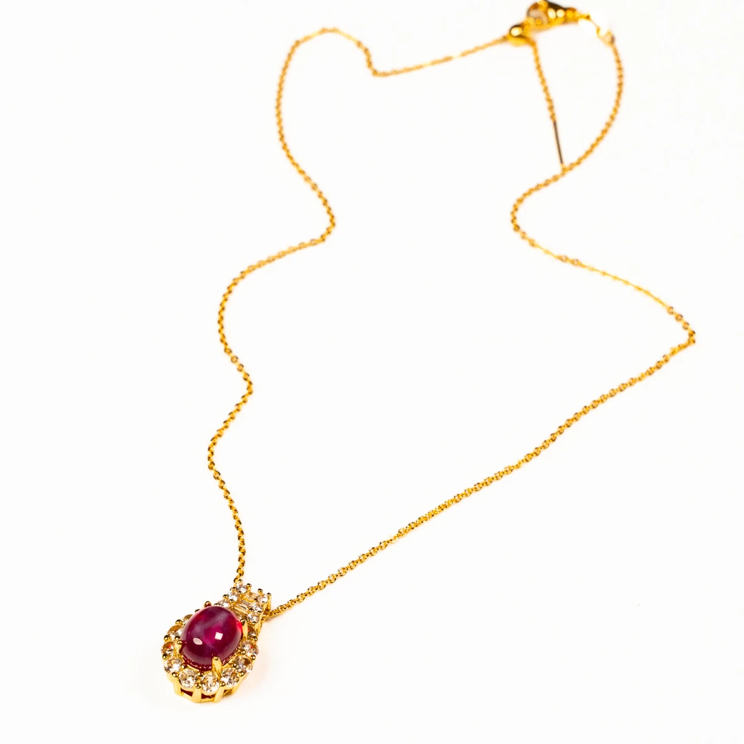 合成(培育)红宝石WDA0001合成星光红宝吊坠送链