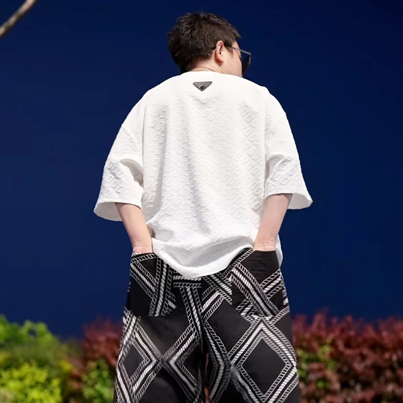 夏季薄款短袖T恤男宽松潮牌情侣潮流时尚休闲半袖落肩