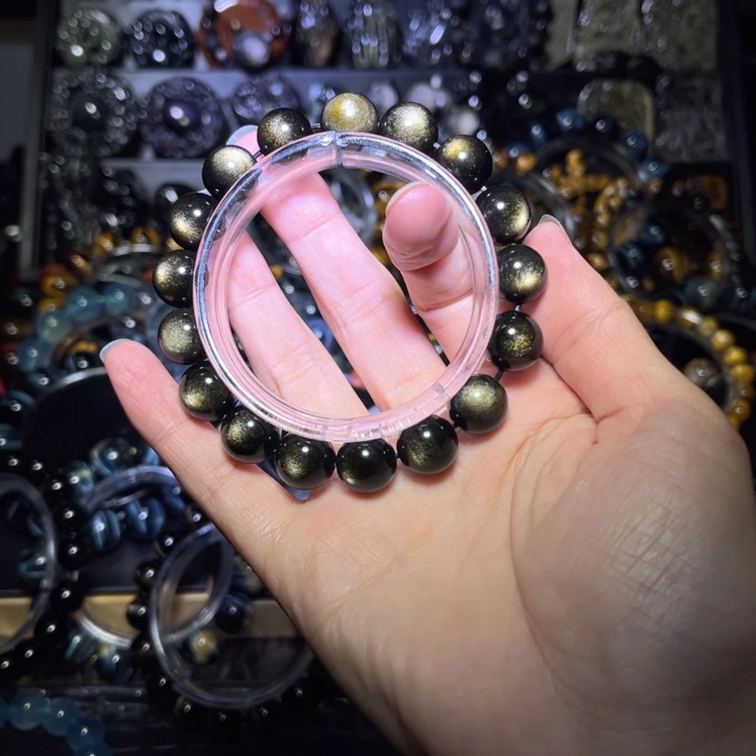 未镶嵌黑曜岩手链B***g金曜石12m