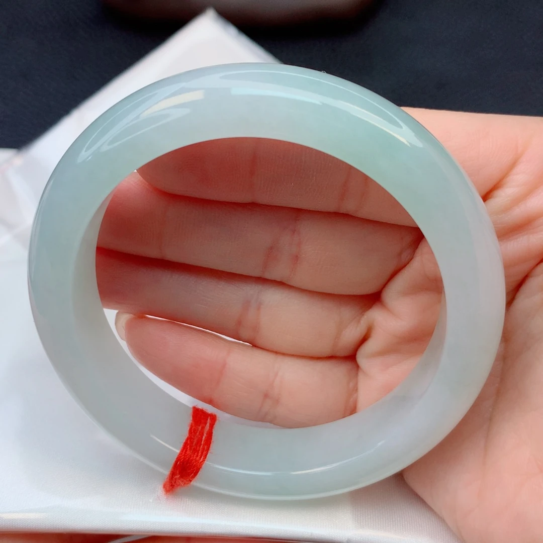 翡翠未镶嵌手镯56-57细糯冰晴绿