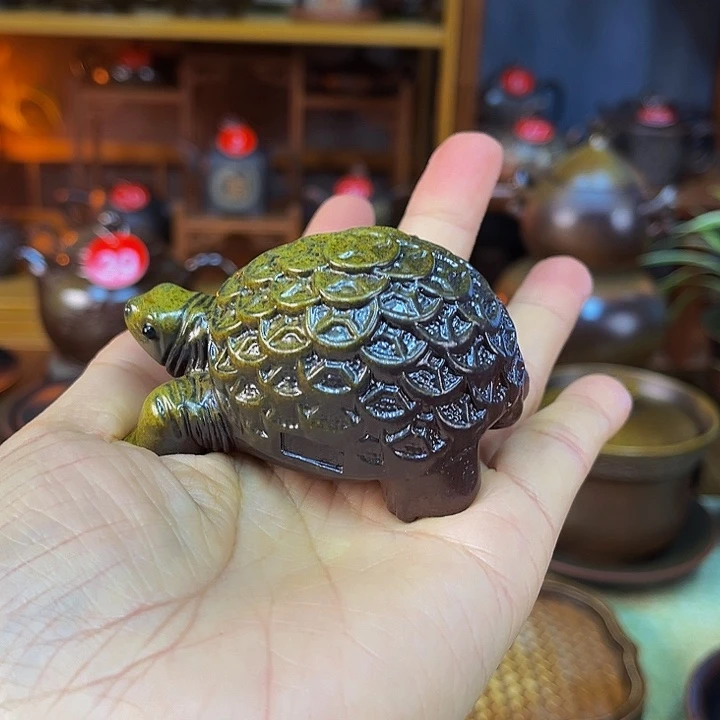 千**啼蛟龙精品柴烧金钱龟茶宠