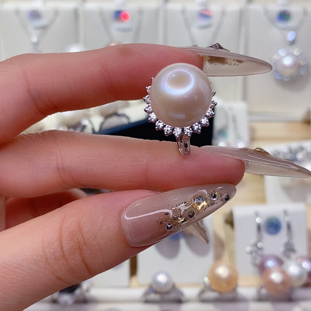 淡水珍珠银S925镶嵌戒指