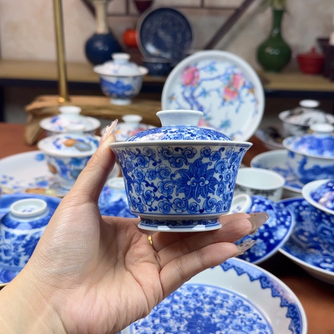 陶景德镇陶瓷手绘盖碗