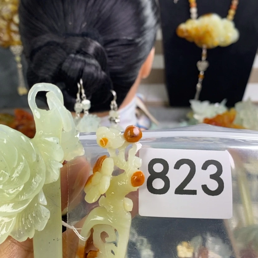 【闪购商品】岫玉发饰未镶嵌钱*子