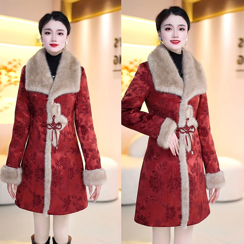 丹思俪【丹思俪】白鸭绒羽绒服新中式花卉气质保暖显瘦百搭外套8981