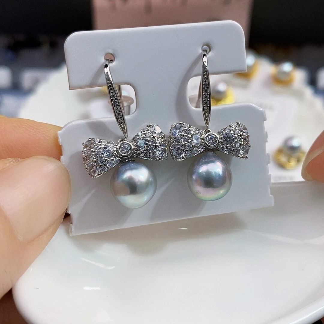 银S925镶嵌特价清库存日本真多麻8+极光炫彩微瑕海水珍珠