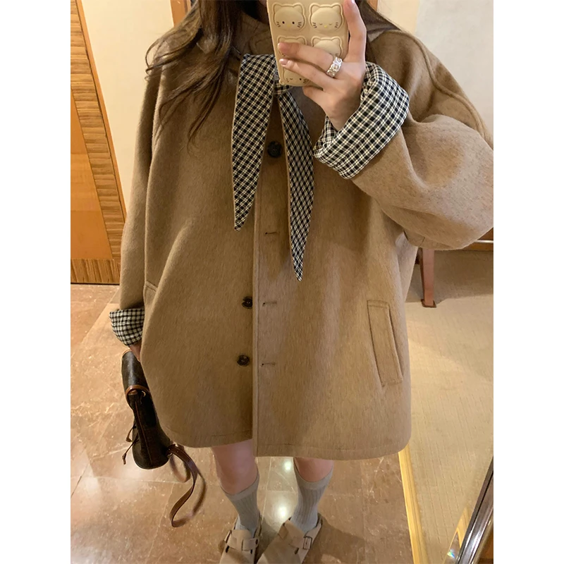 2025秋季新款韩系呢子大衣女毛呢外套女赫本风高级感气质百搭上衣