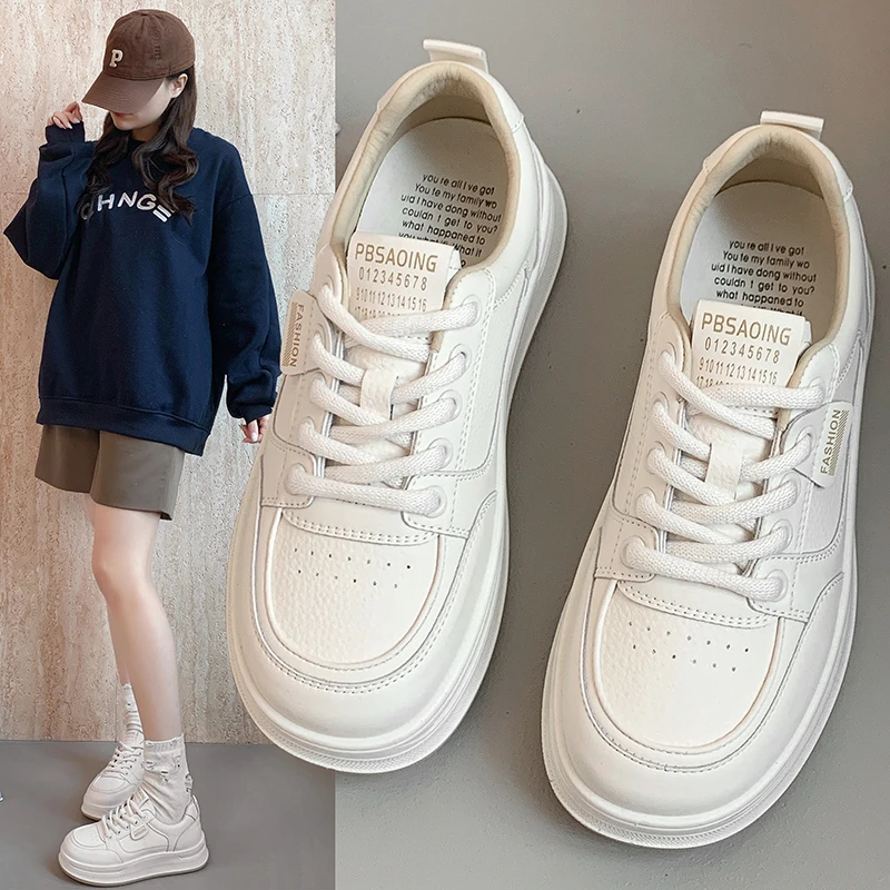 小白鞋女2025秋季新款软底百搭平底运动休闲厚底透气板鞋女士