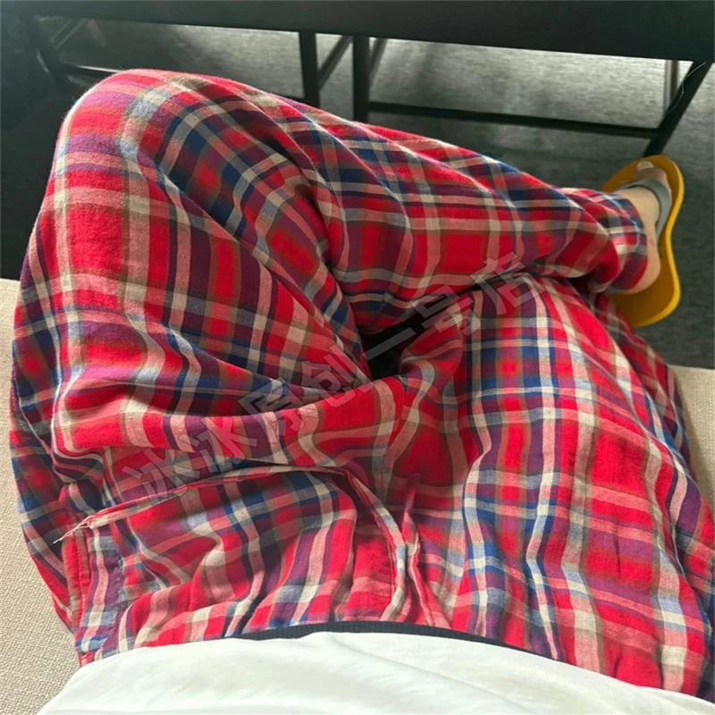 【冰冰一号店】386夏款婴儿棉纱撞色格子弯刀裤休闲原创复古高定