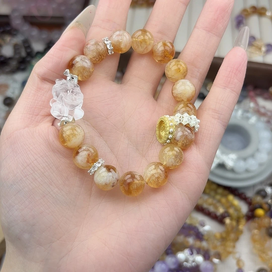 烟晶手链银S925镶嵌好