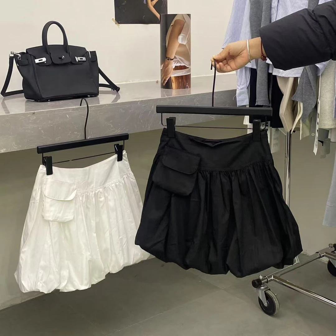 【ARONG阿荣家】口袋花苞裙01635-黑色白色-SM