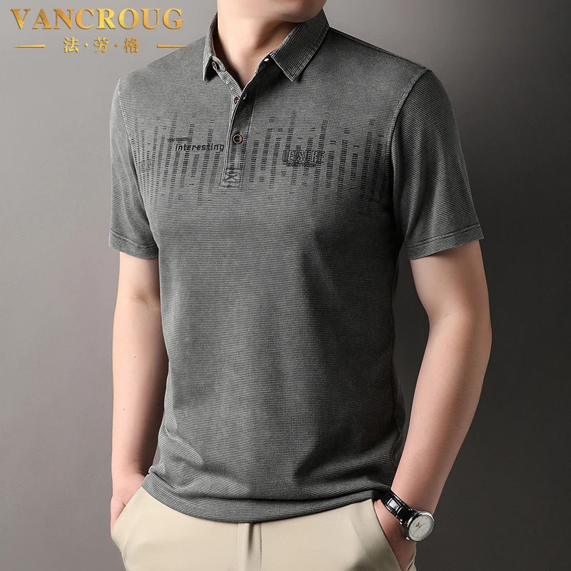 VANCROUG/法劳格短袖POLO衫男士夏季新款复古休闲薄款翻领百搭T恤