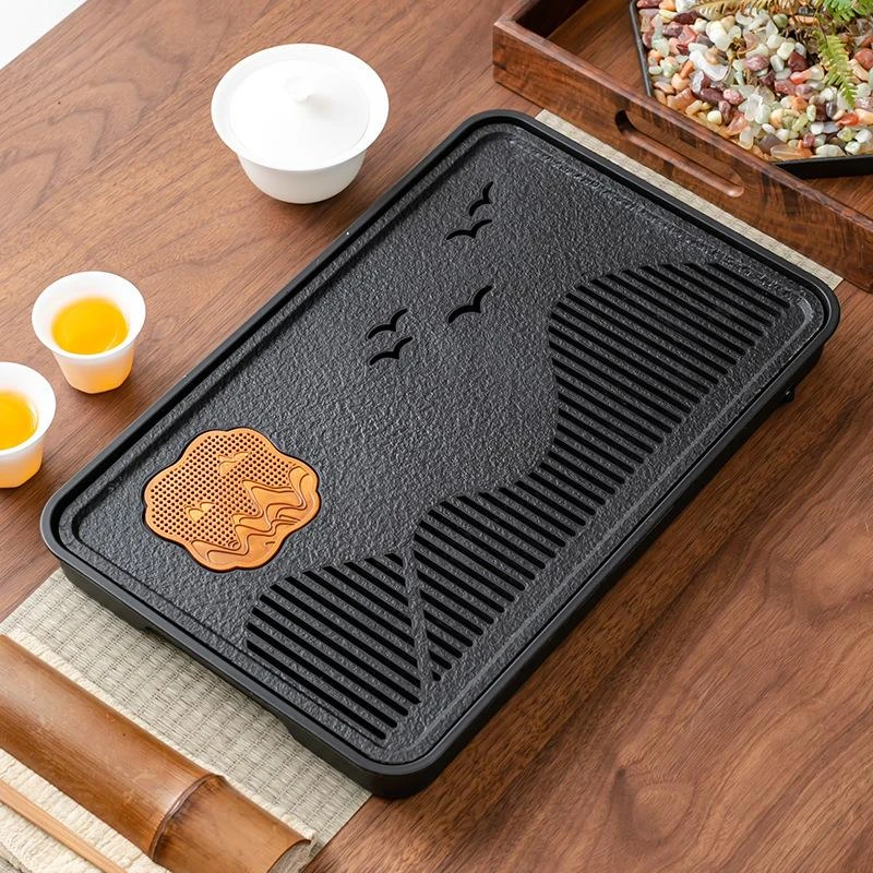 新款2024茶盘家用小小型茶具客厅仿茶台干泡乌金石茶海茶托盘茶用