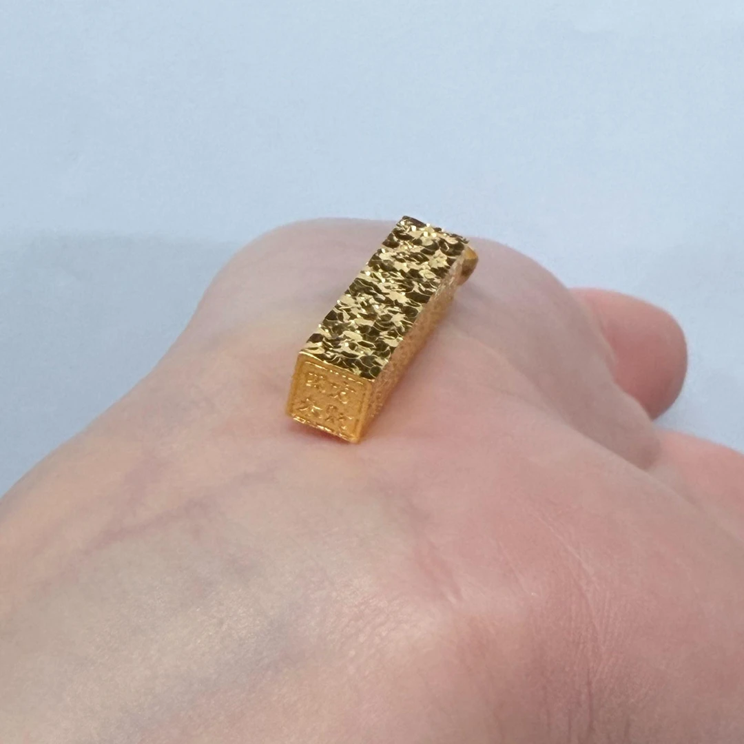 【金吊坠】四方来财碎冰吊坠黄金5G足金999经典精致复古百搭零附加